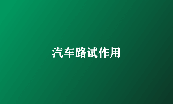 汽车路试作用