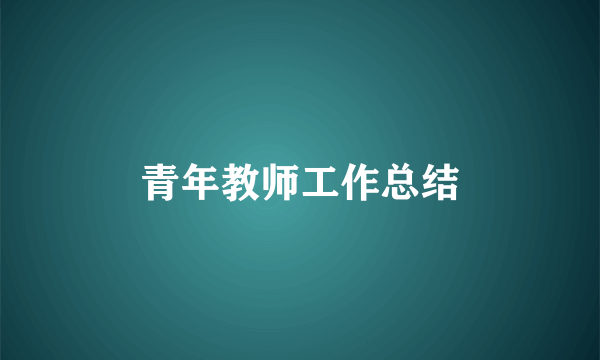 青年教师工作总结