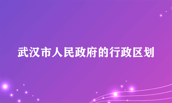 武汉市人民政府的行政区划