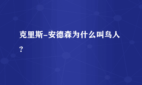 克里斯-安德森为什么叫鸟人？