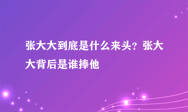 张大大到底是什么来头？张大大背后是谁捧他