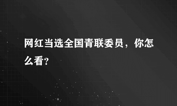 网红当选全国青联委员，你怎么看？