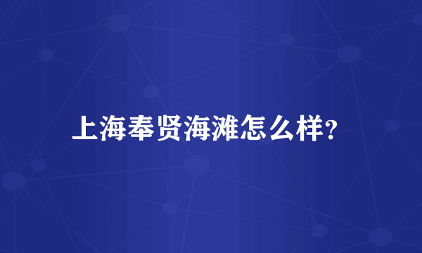 上海奉贤海滩怎么样？