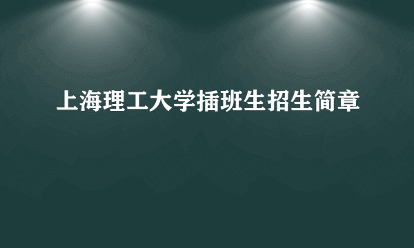 上海理工大学插班生招生简章