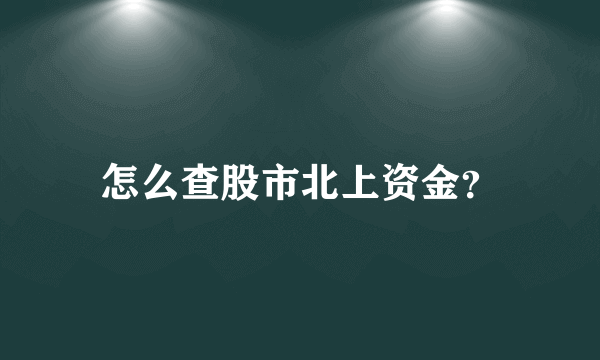 怎么查股市北上资金？