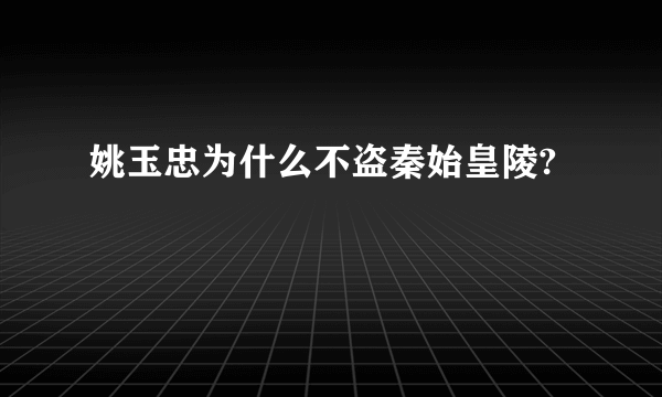 姚玉忠为什么不盗秦始皇陵?
