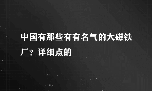中国有那些有有名气的大磁铁厂？详细点的