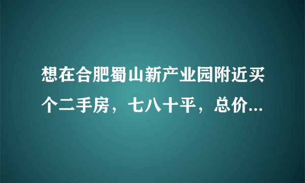 想在合肥蜀山新产业园附近买个二手房，七八十平，总价控制在120万有好的推荐吗？