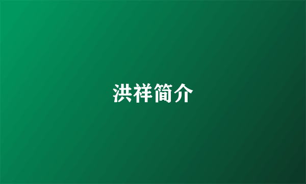 洪祥简介