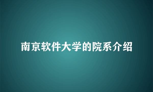 南京软件大学的院系介绍