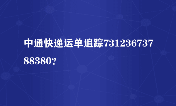 中通快递运单追踪73123673788380？