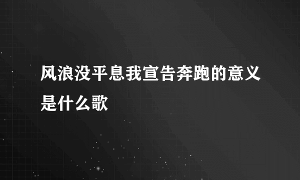 风浪没平息我宣告奔跑的意义是什么歌