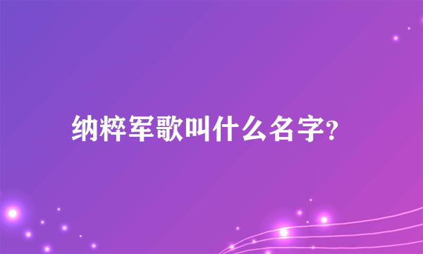 纳粹军歌叫什么名字？