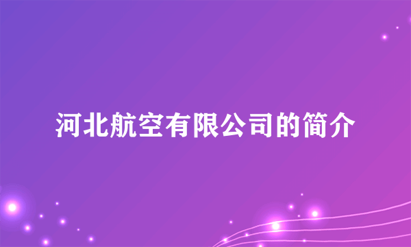 河北航空有限公司的简介