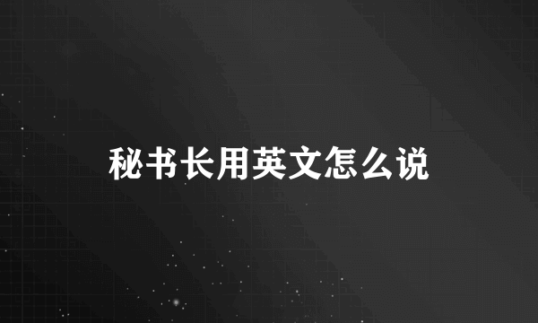 秘书长用英文怎么说