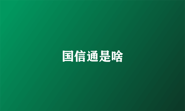 国信通是啥
