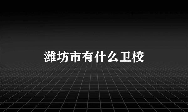 潍坊市有什么卫校