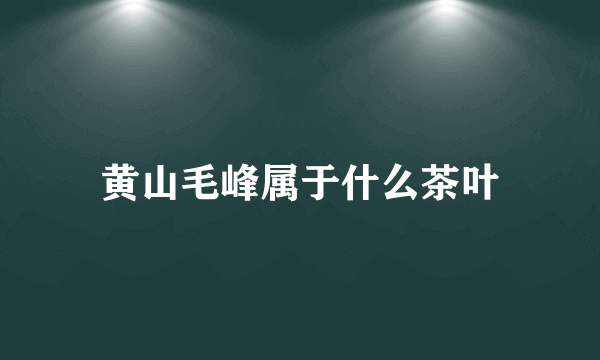 黄山毛峰属于什么茶叶