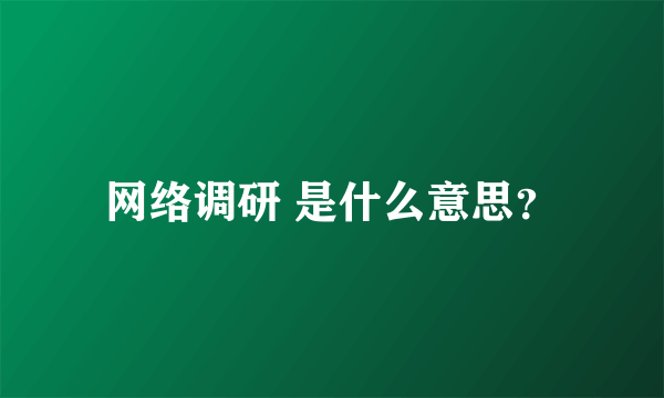 网络调研 是什么意思？