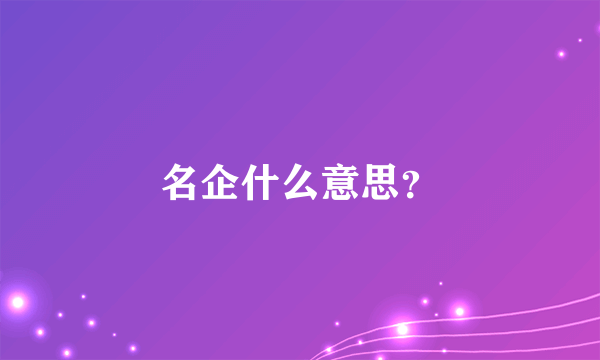 名企什么意思？
