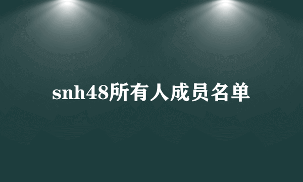 snh48所有人成员名单