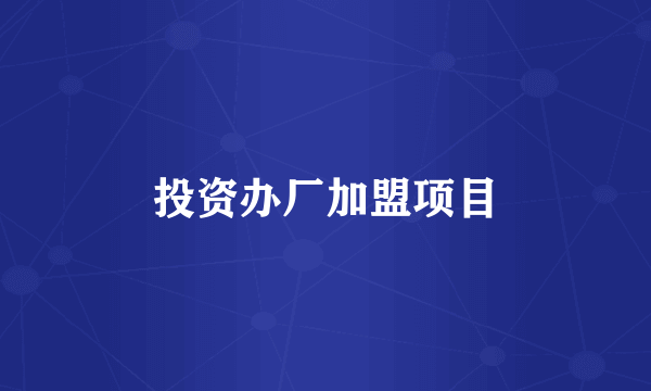 投资办厂加盟项目