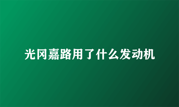 光冈嘉路用了什么发动机