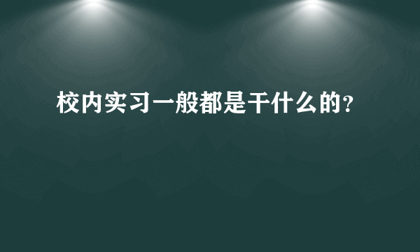 校内实习一般都是干什么的？