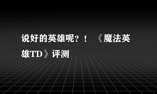 说好的英雄呢？！ 《魔法英雄TD》评测