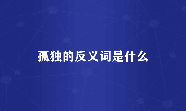 孤独的反义词是什么