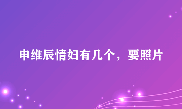 申维辰情妇有几个，要照片