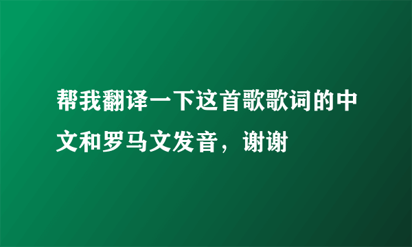 帮我翻译一下这首歌歌词的中文和罗马文发音，谢谢