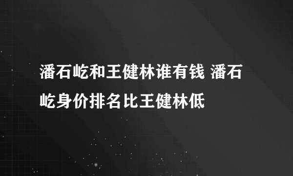 潘石屹和王健林谁有钱 潘石屹身价排名比王健林低