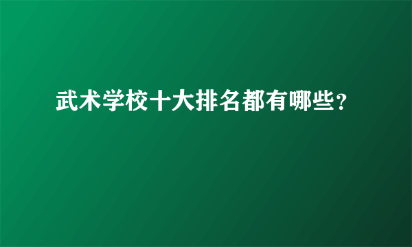 武术学校十大排名都有哪些？