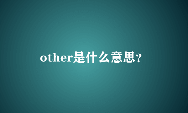 other是什么意思？