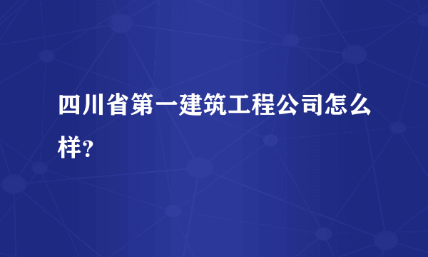 四川省第一建筑工程公司怎么样？