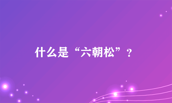什么是“六朝松”？