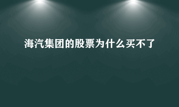 海汽集团的股票为什么买不了