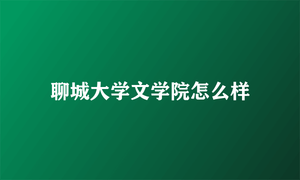 聊城大学文学院怎么样