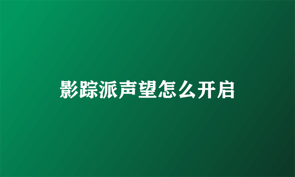 影踪派声望怎么开启