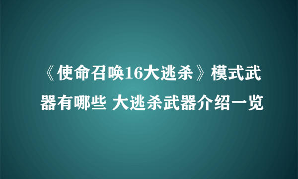 《使命召唤16大逃杀》模式武器有哪些 大逃杀武器介绍一览