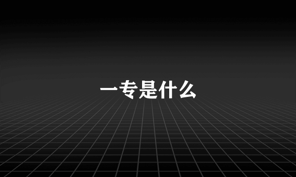 一专是什么