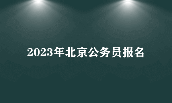2023年北京公务员报名