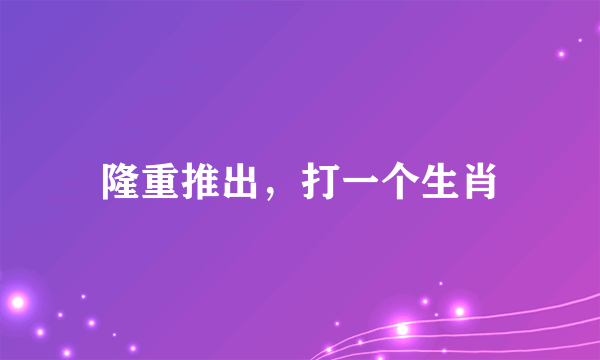 隆重推出，打一个生肖