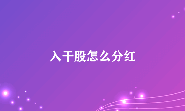入干股怎么分红