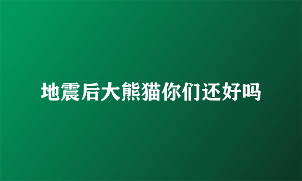 地震后大熊猫你们还好吗