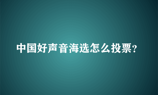 中国好声音海选怎么投票？