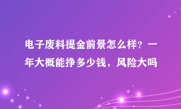 电子废料提金前景怎么样？一年大概能挣多少钱，风险大吗