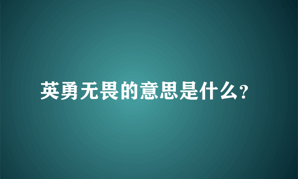 英勇无畏的意思是什么？