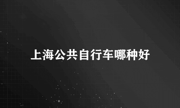 上海公共自行车哪种好